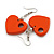 Orange Cut Out Heart Wooden Drop Earrings - 55mm Long - view 5