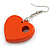 Orange Cut Out Heart Wooden Drop Earrings - 55mm Long - view 8
