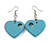 Pastel Blue Cut Out Heart Wooden Drop Earrings - 55mm Long - view 4