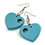 Pastel Blue Cut Out Heart Wooden Drop Earrings - 55mm Long - view 7