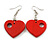 Red Cut Out Heart Wooden Drop Earrings - 55mm Long - view 4