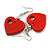 Red Cut Out Heart Wooden Drop Earrings - 55mm Long