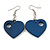 Dark Blue Cut Out Heart Wooden Drop Earrings - 55mm Long - view 4