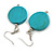 Turquoise Coloured Wood Coin Drop Earrings - 55mm - view 4