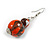 Orange/Black/White Double Bead Wood Drop Earrings - 60mm L - view 6