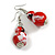 Red/White/Black Double Bead Wood Drop Earrings - 60mm L - view 5