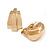 Gold Tone C-Shape Ribbed Clip On Earrings - 17mm Tall - view 7