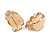 Gold Tone C-Shape Ribbed Clip On Earrings - 17mm Tall