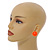 22mm D/ Neon Orange Acrylic Dome Shape Stud Earrings/ Retro - view 2