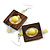 Stylish Square Wood Lemon Yellow Glass Bead Drop Earrings - 75mm Long