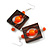 Stylish Square Wood Orange Glass Bead Drop Earrings - 75mm Long - view 4