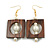 Stylish Square Wood Pearl Bead Drop Earrings - 70mm Long - view 4