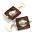 Stylish Square Wood Pearl Bead Drop Earrings - 70mm Long - view 2