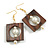 Stylish Square Wood Pearl Bead Drop Earrings - 70mm Long - view 6