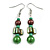 Green/Brown Shell and Glass Bead Drop Earrings - 55mm Long - view 2