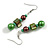 Green/Brown Shell and Glass Bead Drop Earrings - 55mm Long - view 4