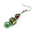Green/Brown Shell and Glass Bead Drop Earrings - 55mm Long - view 5