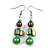 Green/Brown Shell and Glass Bead Drop Earrings - 55mm Long - view 6