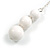 White Acrylic Bead with Chain Long Earrings In Silver Tone - 10cm L - view 4