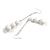 White Acrylic Bead with Chain Long Earrings In Silver Tone - 10cm L - view 6