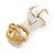 White Enamel Square Knot Motif Clip On Earrings In Gold Tone - 18mm Across - view 4