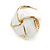 White Enamel Square Knot Motif Clip On Earrings In Gold Tone - 18mm Across - view 6