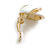 White Enamel Square Knot Motif Clip On Earrings In Gold Tone - 18mm Across - view 5