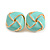 Mint Enamel Square Knot Motif Clip On Earrings In Gold Tone - 18mm Across