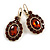 Oval Amber/Topaz Coloured Crystal Drop Earrings with Leverback Closure In Gold Tone - 40mm L - view 2