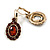 Oval Amber/Topaz Coloured Crystal Drop Earrings with Leverback Closure In Gold Tone - 40mm L - view 4