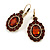 Oval Amber/Topaz Coloured Crystal Drop Earrings with Leverback Closure In Gold Tone - 40mm L - view 8