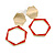 Red Enamel Geometric Drop Earrings In Gold Tone Metal - 50mm Long - view 2