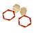 Red Enamel Geometric Drop Earrings In Gold Tone Metal - 50mm Long - view 3