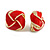 Red Enamel Square Knot Motif Clip On Earrings In Gold Tone - 18mm Across - view 6