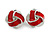 18mm D/ Red Enamel Knot Clip On Earrings in Silver Tone