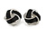 18mm D/ Black Enamel Knot Clip On Earrings in Silver Tone