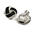18mm D/ Black Enamel Knot Clip On Earrings in Silver Tone - view 4