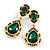 Statement Green Glass Crystal Bead Teardrop Earrings In Gold Tone - 50mm L - view 4