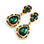 Statement Green Glass Crystal Bead Teardrop Earrings In Gold Tone - 50mm L - view 5
