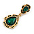 Statement Green Glass Crystal Bead Teardrop Earrings In Gold Tone - 50mm L - view 6