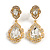 Statement Clear Glass Crystal Bead Teardrop Earrings In Gold Tone - 50mm L