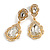 Statement Clear Glass Crystal Bead Teardrop Earrings In Gold Tone - 50mm L - view 2