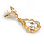 Statement Clear Glass Crystal Bead Teardrop Earrings In Gold Tone - 50mm L - view 5