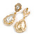 Statement Clear Glass Crystal Bead Teardrop Earrings In Gold Tone - 50mm L - view 6