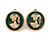 Round Green Enamel Cameo Motif Clip On Earrings in Gold Tone - 20mm D