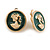 Round Green Enamel Cameo Motif Clip On Earrings in Gold Tone - 20mm D - view 4