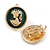 Round Green Enamel Cameo Motif Clip On Earrings in Gold Tone - 20mm D - view 2