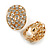 Clear Crystal Oval Concave Clip On Earrings in Gold Tone - 20mm Tall - view 2