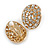 Clear Crystal Oval Concave Clip On Earrings in Gold Tone - 20mm Tall - view 4