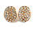 Clear Crystal Oval Concave Clip On Earrings in Gold Tone - 20mm Tall